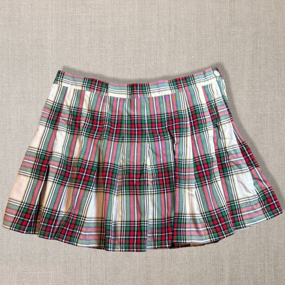 Aerie Girls XL TG Plaid Pleated Mini Skirt Red Green White Preppy Holiday
